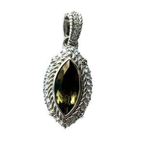 Judith Ripka - Olive Topaz Enhancer Sterling Silver Pendant, CZ